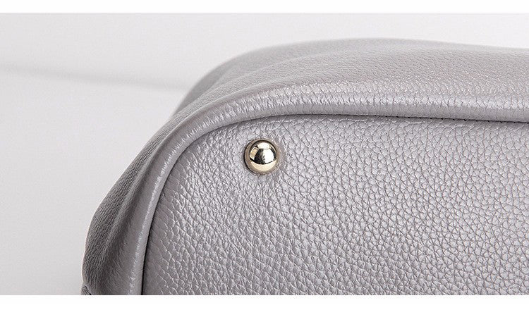 Genuine Leather Handbags Head Layer Cowhide Litchi Grain Women Handbags Fashion Portable Shoulder Messenger Bags Composite Bags - Sheseelady