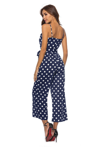 Elegant Stylish Ladies' Polka Dot Print Lace-up Jumpsuits