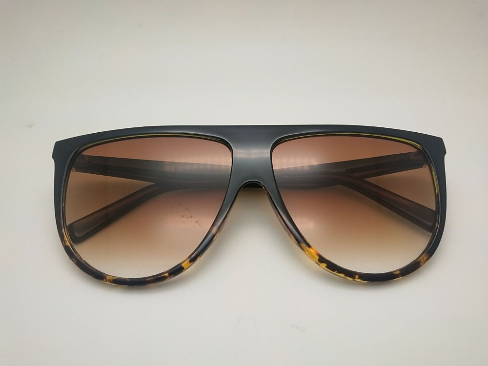 Kim Kardashian Sunglasses Vintage Retro Flat Top Thin Shadow Square Pilot Large Black Shades - Sheseelady