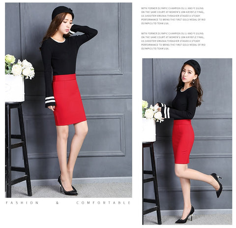 Stylish Slim High Waist Stretch Hip Skirt For Office Ladies