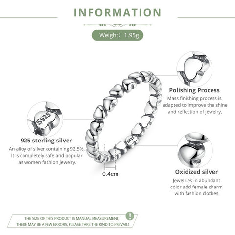925 100% Solid Sterling Silver Forever Love Heart Finger Ring Original Jewelry Gift Global Shopping Festival - Sheseelady