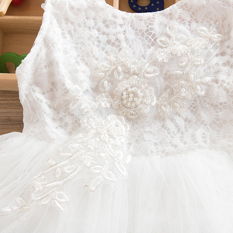 Robes d’été pour filles vêtements white beading princesse robe de fête élégante cérémonie 4 5 6 ans Costume adolescente