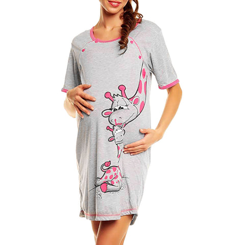 Maternity Dress Sleeve Nightdress Cotton Pregnant Casual Clothes Summer