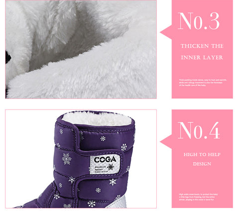 Fashionable Water-proof Girls' Square Toe Snow Boots