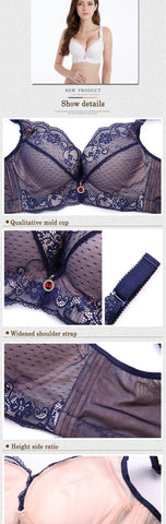 Underwire Lace Add Two Cup Push Up Padded Brassiere For Women A/B/C