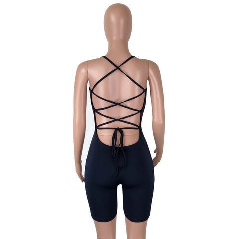 Attractive Sexy Women's Backless Strapped Skinny Playsuits