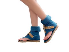 Ladies Denim Flat Sandals For Women Platform Sandals Summer Shoes Woman Gladiator Sandals - Sheseelady