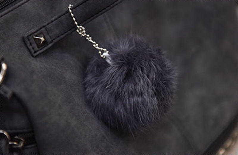 Hot Vintage Nubuck Leather Top-Handle & With Hair Ball Tassel Bag - Sheseelady
