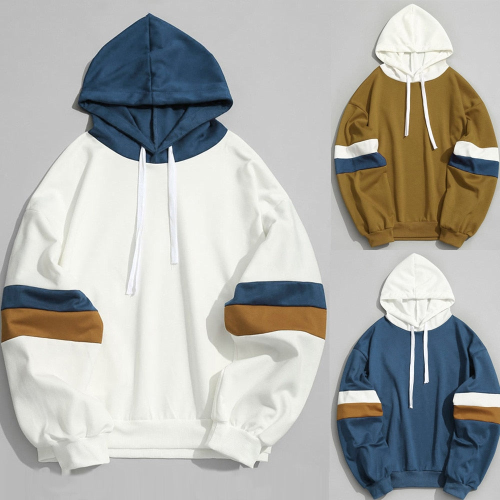 JAYCOSIN 2019 hooded shirt sweatshirt brand men's casual patchwork stitching parallel bars slim hoodie jacket hip hop headscarf