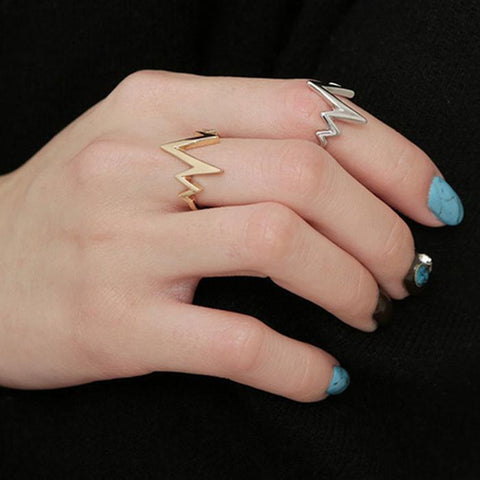 Anel masculino feminino liga negra moda popular ecg onda anel feminino masculino casais anéis bijuteria