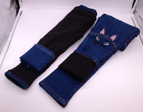2-14Y Teenage Children Girls Jeans Warmed Fashion Elastic Waist Pants Kids Skinny Jeans For Girls Trousers Kids Clothes Hot - Sheseelady