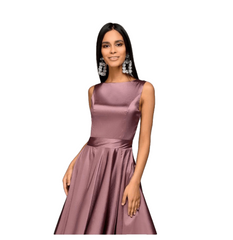 Elegante Festa Fashion Solid Color Destuprado Vestido Curto Com Cinto Para Fêmea