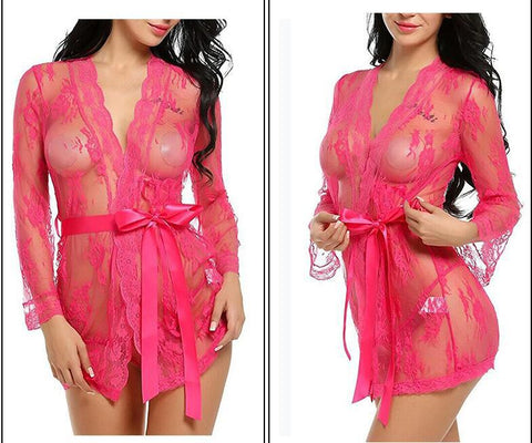 Summer Women Sexy Lingerie Babydoll Chemises Lace Transparente Bathrobes Robes Sleepwear See-Through Porno Sexo Underwear Dress