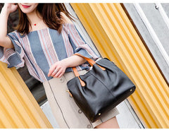 Genuine Leather Handbags Head Layer Cowhide Litchi Grain Women Handbags Fashion Portable Shoulder Messenger Bags Composite Bags - Sheseelady
