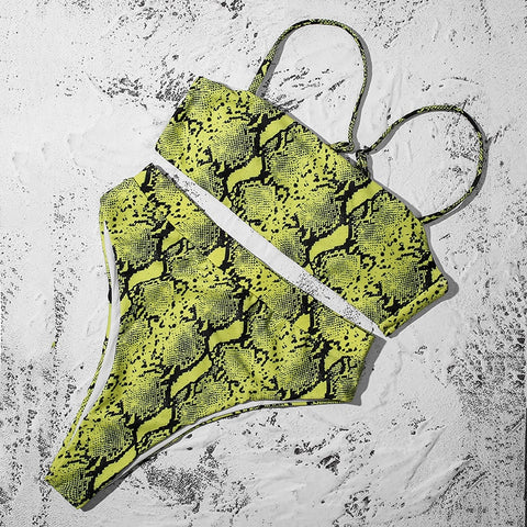 Sexy Solid Print Straps High Waist Push Up Padded Bikini For Female