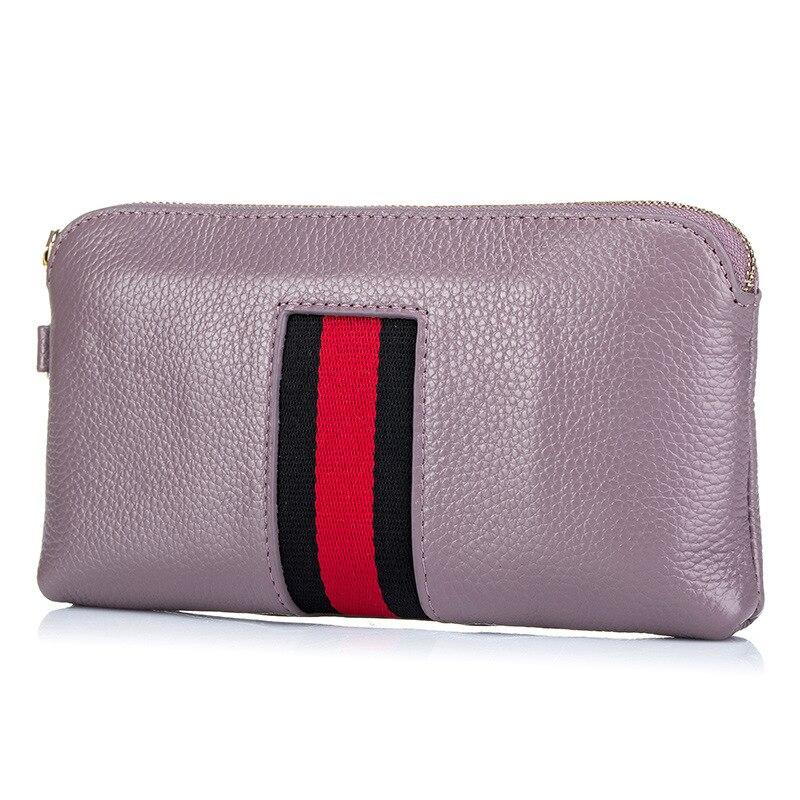 Fashionable Casual Women's Zippered Genuine Leather Clutches