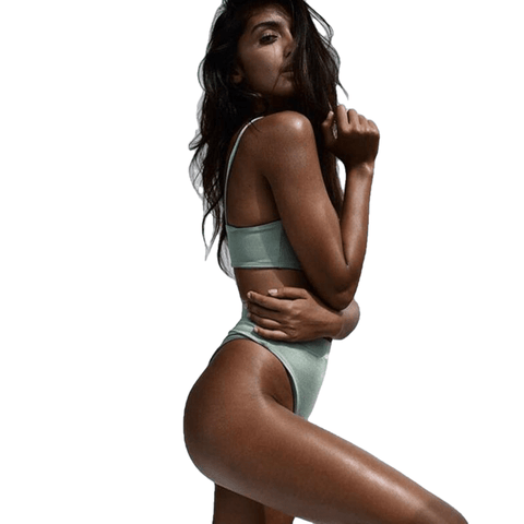 Sexy Solid Print Straps High Waist Push Up Padded Bikini For Female