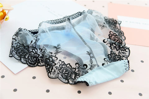 Calcinha sem costura de renda sexy com fio de rede cintura baixa dentro da tentação Calcinha feminina com bordado de renda calcinha transparente