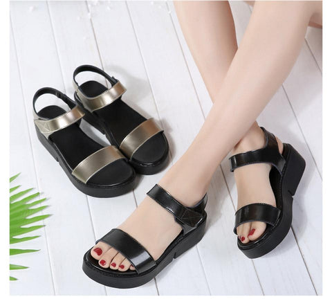 High Quality Summer Women Sandals Comfortable Leather Flat Comfort Sandals Lady Shoes Woman Golden Punk Sandalias - Sheseelady