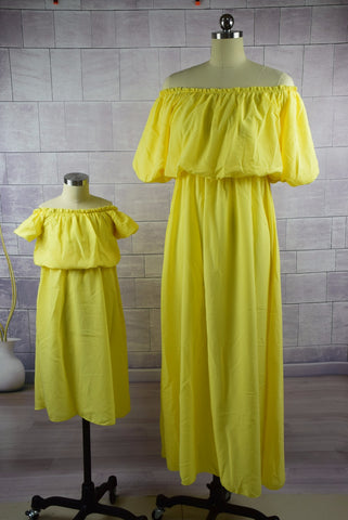 3 Color Solid Maxi Dresses For Mother And Daughter - Sheseelady