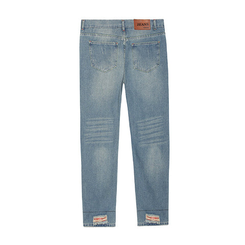 Autumn New Retro Hole Jeans Cotton Denim Trouseplus Size - Sheseelady