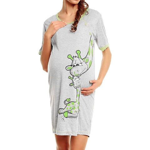 Vestido de maternidade com manga camisola de algodão grávida roupas casuais de verão