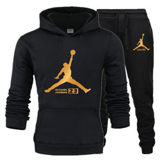 New Tracksuit Men Sportswear Set Fleece Hoodie Suit Jordan Letter Print Hombre Spring Autumn Winter Hoodie+Pants Set