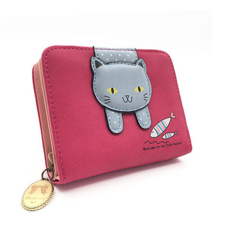 女の子のための新しいスタイルのPuレザーマルチ機能かわいい猫財布