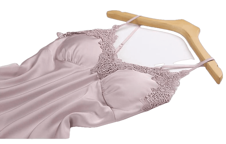 Women smooth Pajamas 5 Pieces Satin Silk Sleepwear With Chest Pads