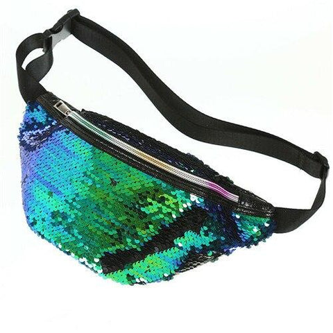 Fashionable Waterproof Female Leather Waist Packs With Sequin