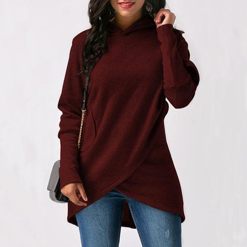 Leisure Ladies' Long Sleeve Sweatshirt With Pocket For Autumn Winter