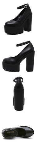新しい春秋カジュアルハイヒールの靴セクシーなRuslana Korshunova厚いヒールプラットフォームパンプスブラックホワイト
