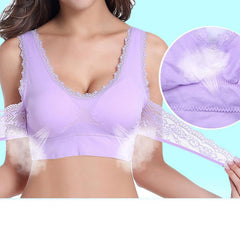 Sexy Front Cross Side Buckle Wireless Lace Bra Breathable Sport For Women Push Up