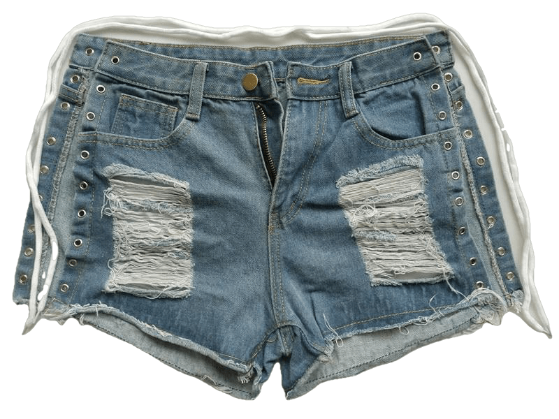 Sexy Summer Women Denim High Waist Ripped Short Jeans Tassel Lace Up Bandage