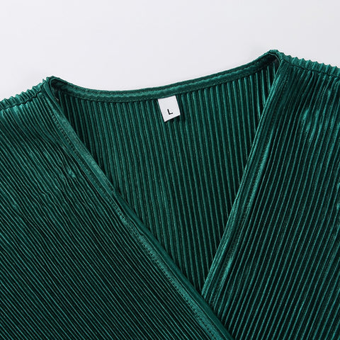 Sexy Long Sleeve V Neck Bodysuit para mulheres verão nova moda verde camisas com textura botão tops roupas elegantes playsuits