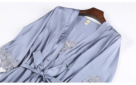 女性パジャマ5ピースサテンパジャマピジャマシルクホームウェア家庭服刺繍スリープラウンジパジャマ胸パッド付き