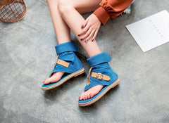 Ladies Denim Flat Sandals For Women Platform Sandals Summer Shoes Woman Gladiator Sandals - Sheseelady