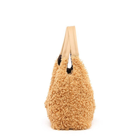 Fashionable Casual Women's Plush Handbag With Large Capacity