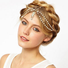 Hair Decoration Band Head Dress Fashion Indian Boho White/Red Beaded Piece - Sheseelady