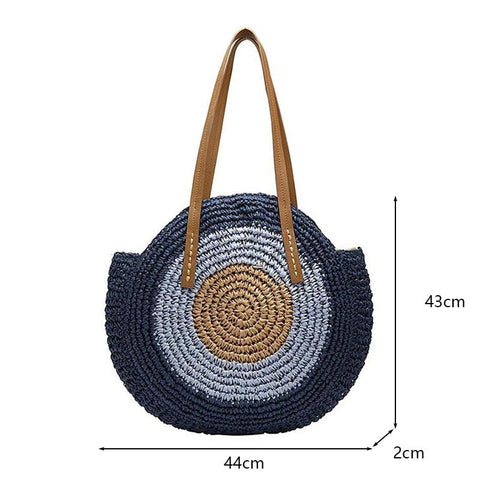 Casual Ladies' Handmade Straw Woven Shoulder Bag For Vacation
