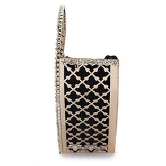 Luxury Stylish Ladies' Heart Shaped Rhinestones Clutch Bag With Metal Shoulder Chain