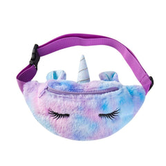 Fashionable Girls' Plush Waist Bag With Cute Unicorn Shape For Phone Coin