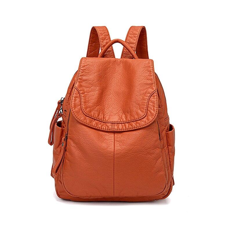 Fashion Casual Large Capacity Ladies' Washed Soft Leather Backpack For Outdoor