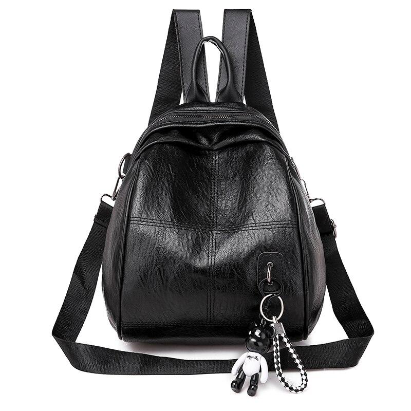 Multifunctional Waterproof Women's Zippered Nylon Backpack With Small Pendant