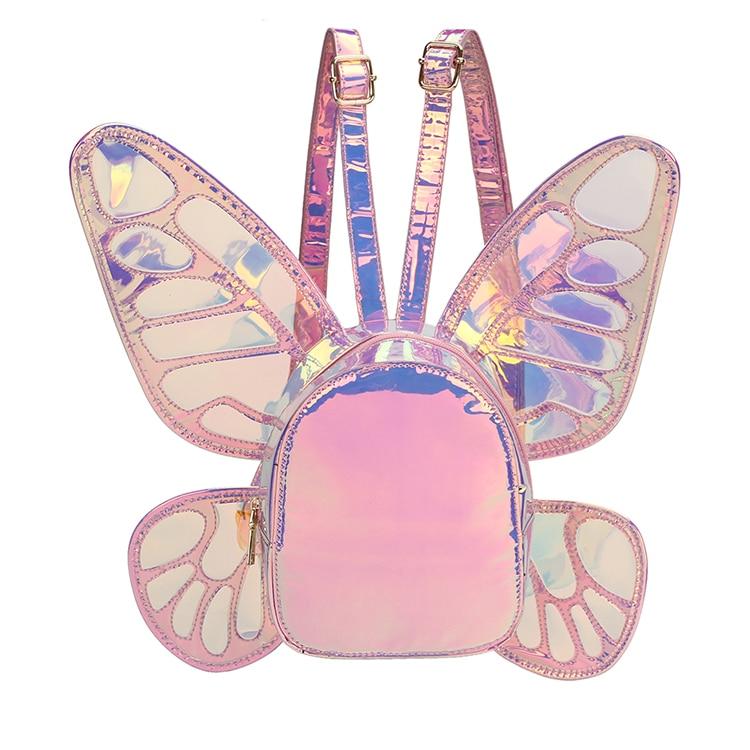 Casual Fashion Women's Mini Leather Backpack With Butterfly Wings For Travel School