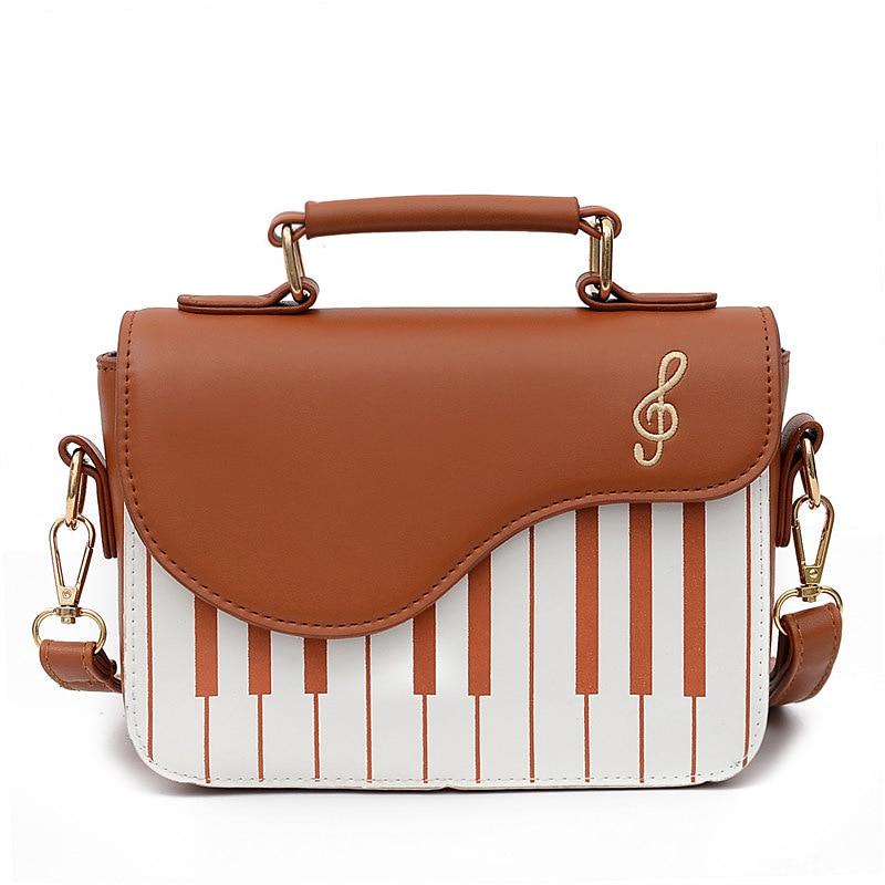 Casual Cute Women's Flap Leather Messenger Bags With Piano Pattern