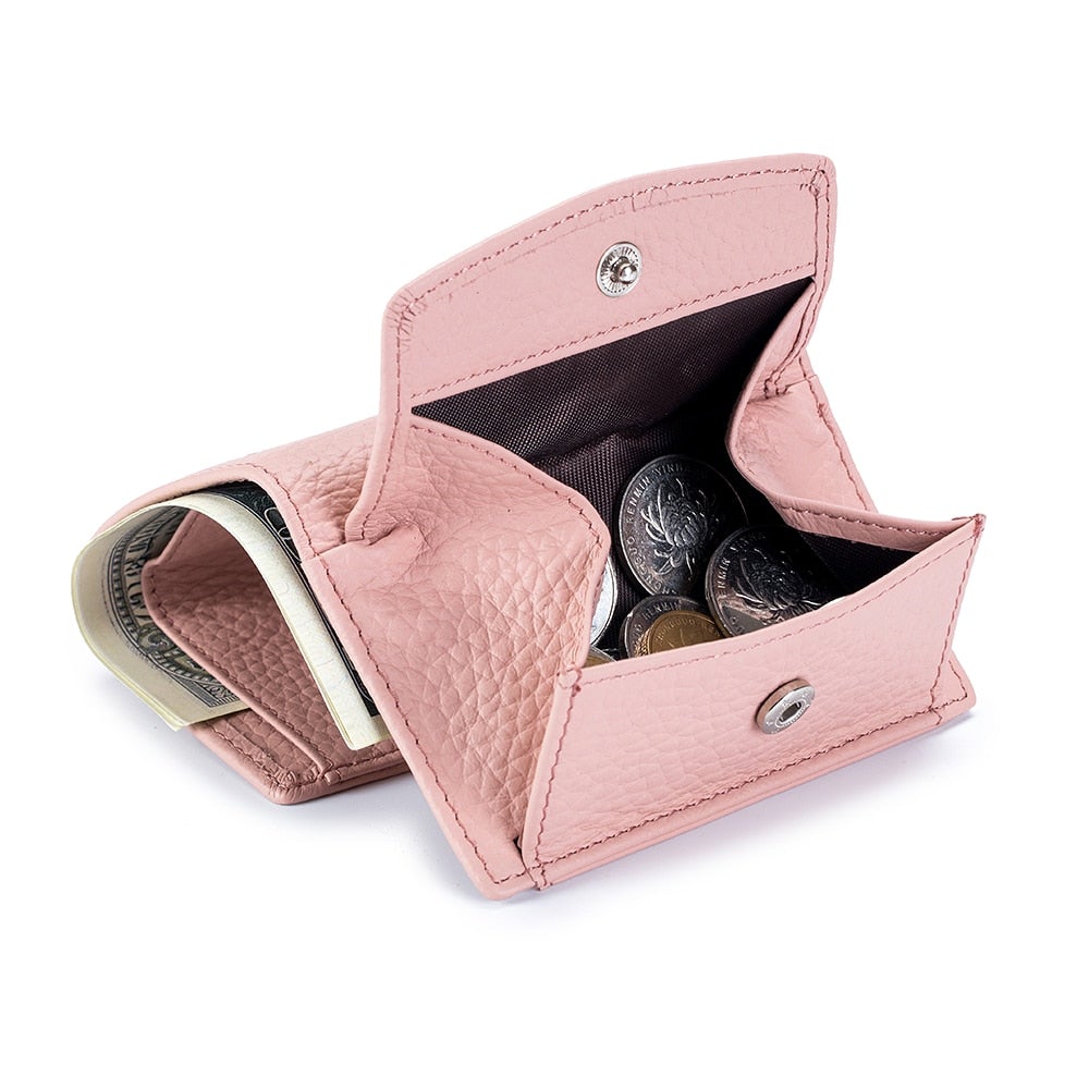 Portable Small Women's Leather Purses For Card Coin Money