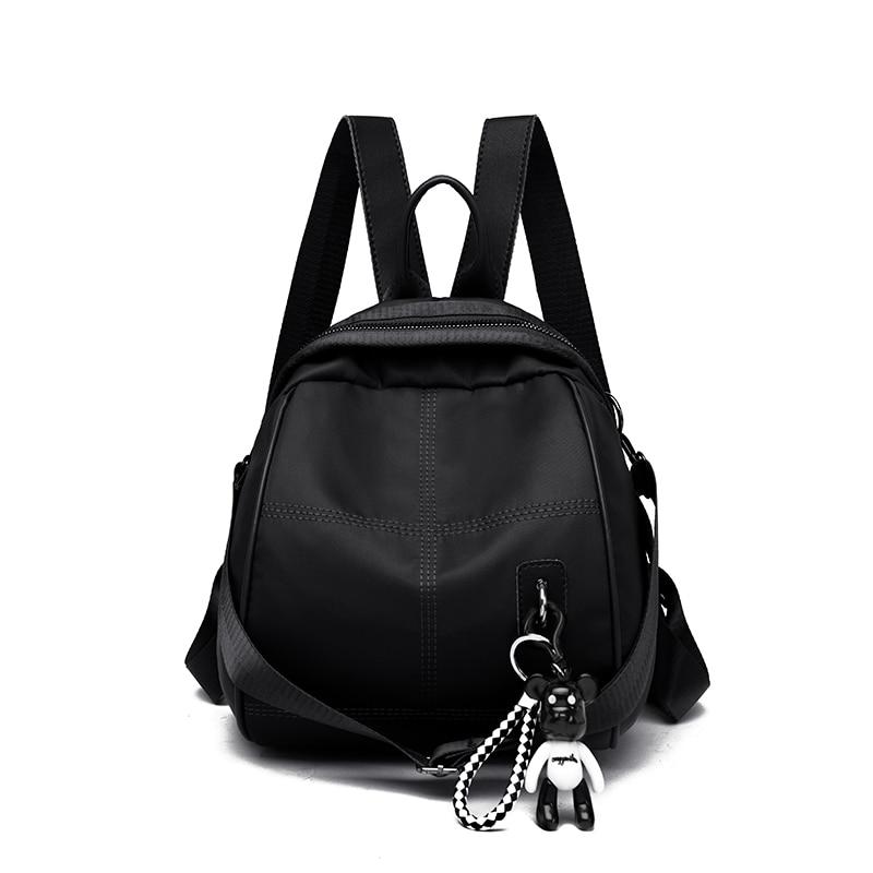 Multifunctional Waterproof Women's Zippered Nylon Backpack With Small Pendant