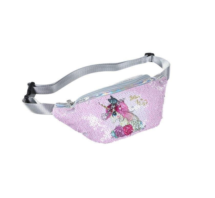 Trendy Casual Girls' Sequin Fannypacks With Cartoon Unicorn Pattern