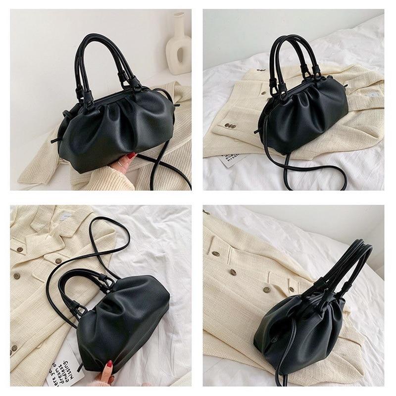 Casual Fashionable Ladies' Soft Leather Dumpling Shape Handbags